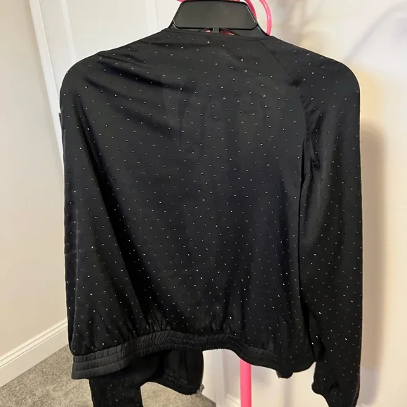 Victoria's Secret Black Bomber Jacket Black Rhinestones - Picture 2 of 2